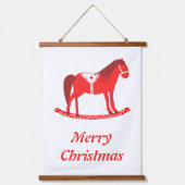 スカンジナビアのクリスマスロッキングホースカスタム 吊り下げ型タペストリー (正面)