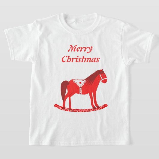 スカンジナビアのクリスマスロッキングホースカスタム Tシャツ (レイダウン)
