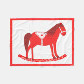 スカンジナビアのクリスマスロッキングホース フリースブランケット (正面(横))