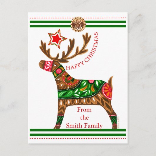 スカンジナビアのクリスマス挨拶カスタム文字付き シーズンポストカード (正面)