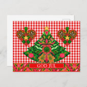 スカンジナビアのクリスマス挨拶カスタム文字付き シーズンポストカード (正面/裏面)