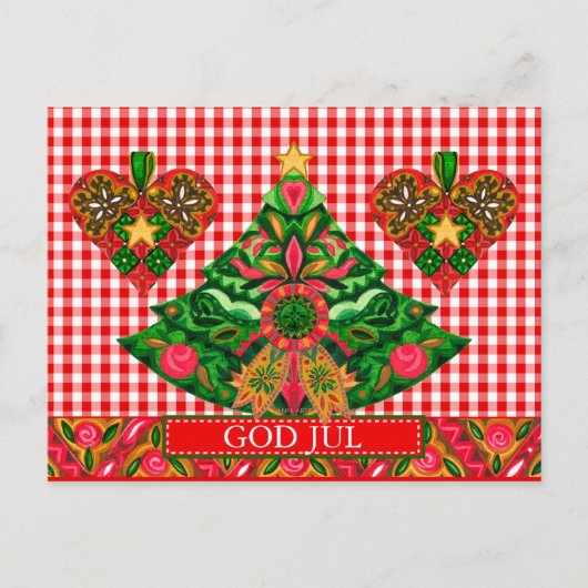 スカンジナビアのクリスマス挨拶カスタム文字付き シーズンポストカード (正面)