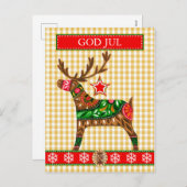 スカンジナビアのクリスマス挨拶カスタム文字付き シーズンポストカード (正面/裏面)