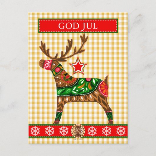 スカンジナビアのクリスマス挨拶カスタム文字付き シーズンポストカード (正面)