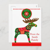 スカンジナビアのクリスマス挨拶カスタム文字付き シーズンポストカード (正面/裏面)