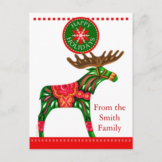 スカンジナビアのクリスマス挨拶カスタム文字付き シーズンポストカード (正面)