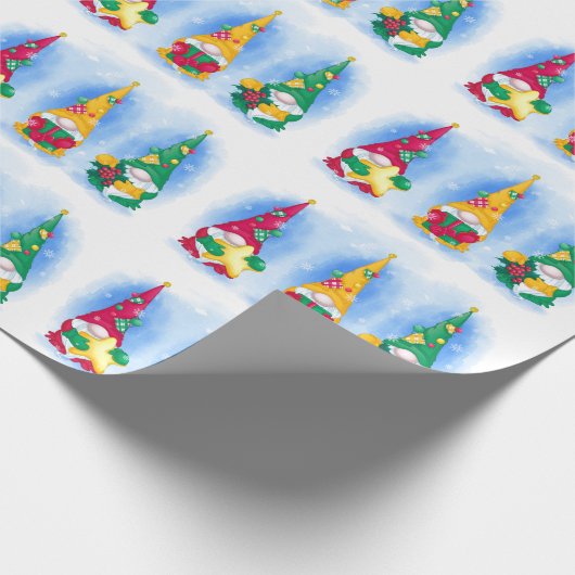 スカンジナビアのクリスマス格言ウォーターカラーホリデー ラッピングペーパー (角)