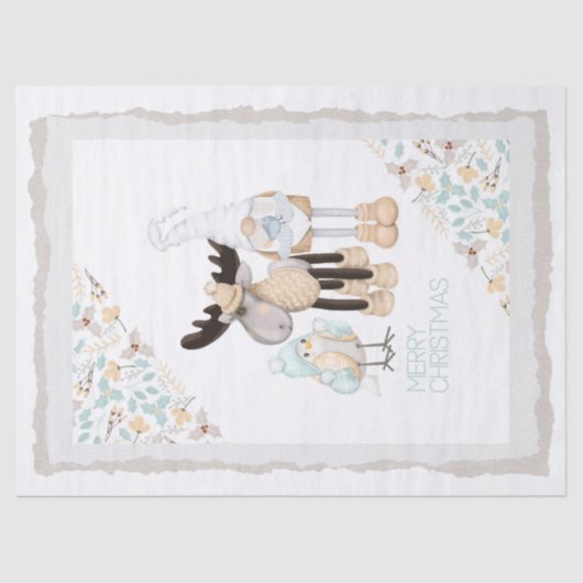 スカンジナビアのクリスマス格言 – ムース – 鳥 薄葉紙 (正面)