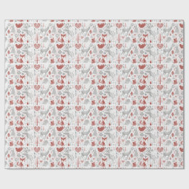 スカンジナビアのクリスマス森林および動物 ラッピングペーパー