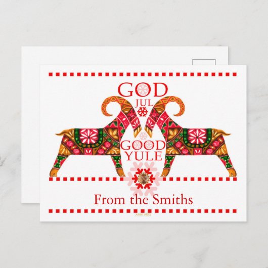 スカンジナビアのクリスマス神ジュルグリーティング シーズンポストカード (正面/裏面)