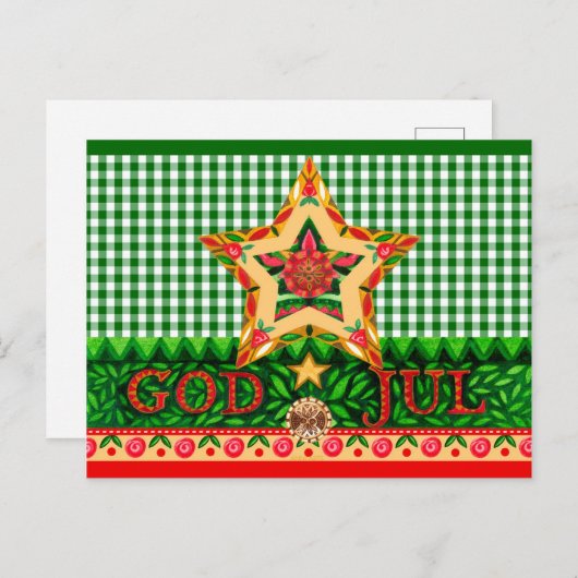スカンジナビアのクリスマス神ジュルグリーティング シーズンポストカード (正面/裏面)