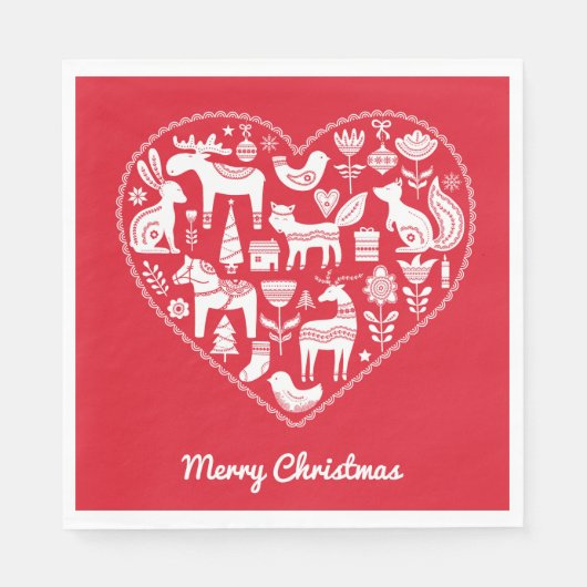 スカンジナビアのクリスマス紙ナプキンス スタンダードランチョンナプキン (正面)