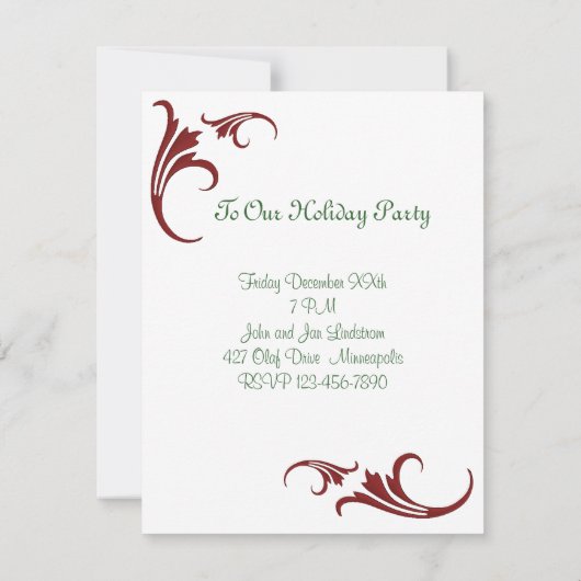 スカンジナビアのクリスマス・パーティ 招待状 (裏面)