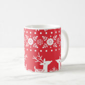スカンジナビアのクリスマス：雪と鹿 コーヒーマグカップ (正面右)