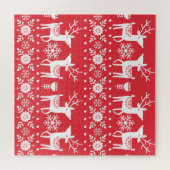 スカンジナビアのクリスマス：雪と鹿 ジグソーパズル (横)