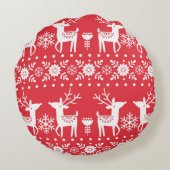 スカンジナビアのクリスマス：雪と鹿 ラウンドクッション (裏面)