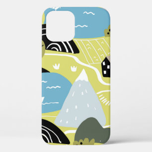 スカンジナビアのグラフィックイラストレーションのシームレスなパターン iPhone 12ケース