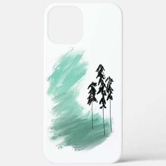 スカンジナビアのグリーンツリーアート シンプル モダン ミント Case-Mate iPhoneケース (裏面)