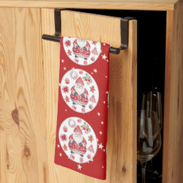 スカンジナビアのサンタクロース赤 キッチンタオル