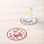 スカンジナビアのサンタクロース赤 ラウンドペーパーコースター (インサイチュ)