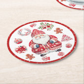 スカンジナビアのサンタクロース赤 ラウンドペーパーコースター (アングル)