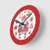 スカンジナビアのサンタクロース赤 ラウンド壁時計 (傾斜)
