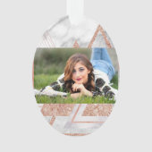 スカンジナビアのシックなバラ金ゴールド幾何学白大理石 オーナメント (正面)