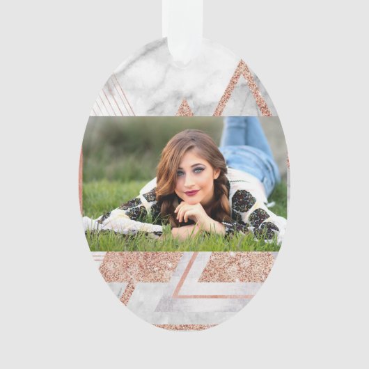 スカンジナビアのシックなバラ金ゴールド幾何学白大理石 オーナメント (正面)