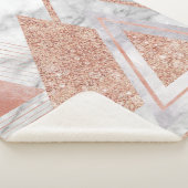 スカンジナビアのシックなバラ金ゴールド幾何学白大理石 シェルパブランケット (3/4)