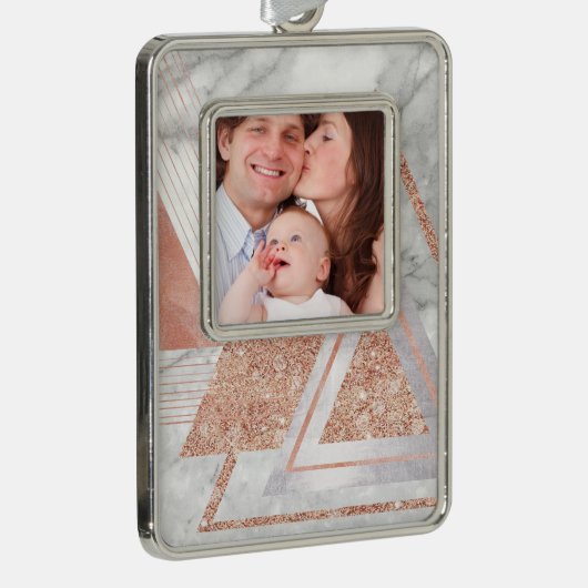 スカンジナビアのシックなバラ金ゴールド幾何学白大理石 シルバープレートフレームオーナメント (右)