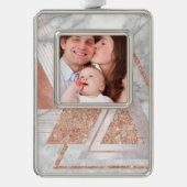 スカンジナビアのシックなバラ金ゴールド幾何学白大理石 シルバープレートフレームオーナメント (正面)