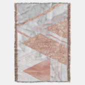 スカンジナビアのシックなバラ金ゴールド幾何学白大理石 スローブランケット (正面縦)