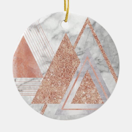 スカンジナビアのシックなバラ金ゴールド幾何学白大理石 セラミックオーナメント (正面)