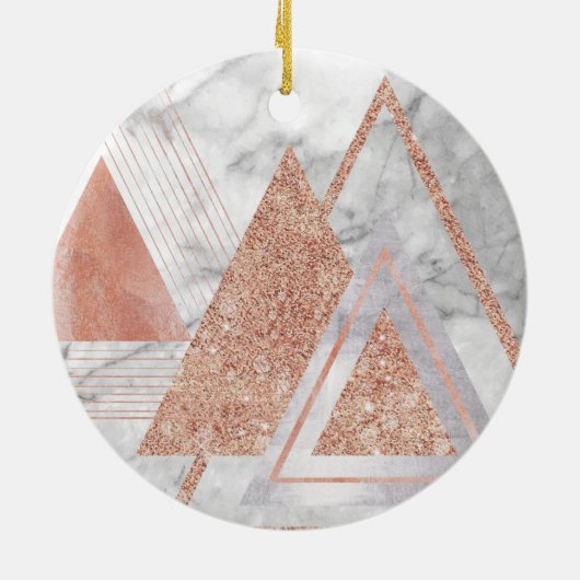 スカンジナビアのシックなバラ金ゴールド幾何学白大理石 セラミックオーナメント (裏面)