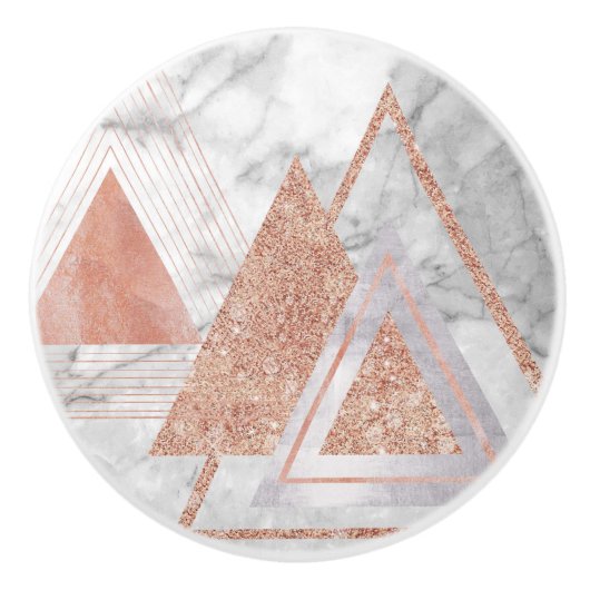 スカンジナビアのシックなバラ金ゴールド幾何学白大理石 セラミックノブ (正面)