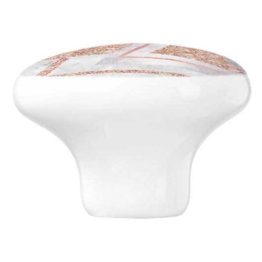 スカンジナビアのシックなバラ金ゴールド幾何学白大理石 セラミックノブ (側面)