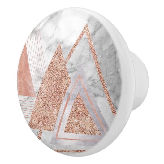 スカンジナビアのシックなバラ金ゴールド幾何学白大理石 セラミックノブ (右)