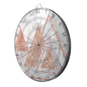 スカンジナビアのシックなバラ金ゴールド幾何学白大理石 ダーツボード (正面右)