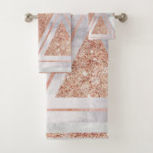スカンジナビアのシックなバラ金ゴールド幾何学白大理石 バスタオルセット (インサイチュ)