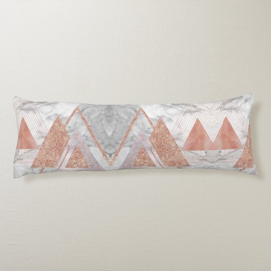 スカンジナビアのシックなバラ金ゴールド幾何学白大理石 ボディピロー (裏面)