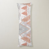 スカンジナビアのシックなバラ金ゴールド幾何学白大理石 ボディピロー (裏面 (縦))