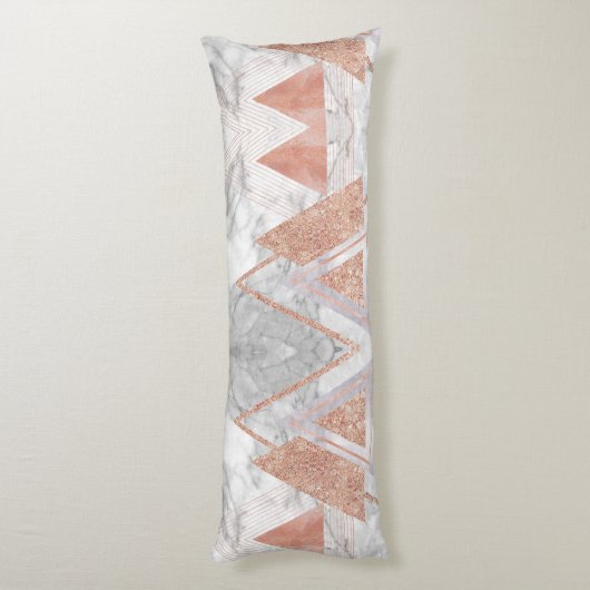 スカンジナビアのシックなバラ金ゴールド幾何学白大理石 ボディピロー (裏面 (縦))