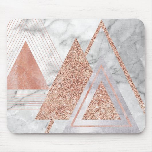 スカンジナビアのシックなバラ金ゴールド幾何学白大理石 マウスパッド (正面)