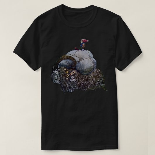 スカンジナビアのジュルボッケンユール(キリスト降誕祭)ヤギAfter John Bauer Tシャツ (デザイン正面)