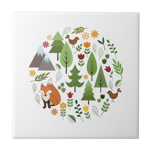 スカンジナビアのスタイルのイラストレーションの円 タイル (正面)