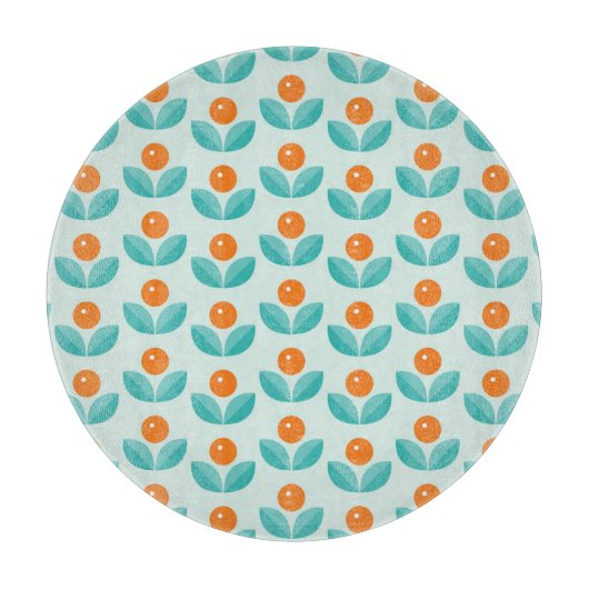 スカンジナビアのスタイルの幾何学的なオレンジパターン カッティングボード (正面)