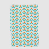 スカンジナビアのスタイルの幾何学的なオレンジパターン ゴルフタオル (正面)