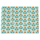 スカンジナビアのスタイルの幾何学的なオレンジパターン ラージペーパーバッグ (正面)