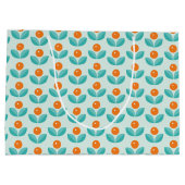 スカンジナビアのスタイルの幾何学的なオレンジパターン ラージペーパーバッグ (裏面)