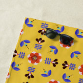 スカンジナビアのスタイルの幾何学的な花パターン ビーチタオル (インサイチュ)